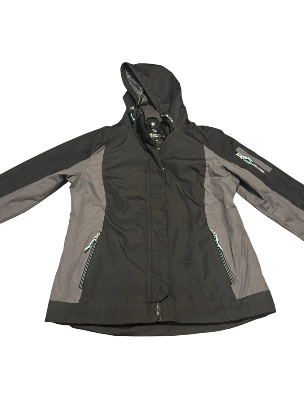 Free Country Radiance Womens Hooded Full Zip Jacket Black/Grey Medium